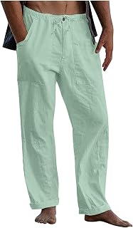 Men's Linen Trousers, Summer Long Casual Pants VDD673