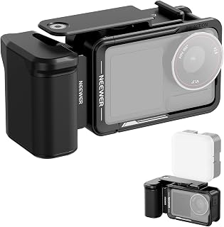 NEEWER Käfig und Seitengriff Zubehör Set, Cage kompatibel mit DJI Osmo Action 5 Pro 4 3, magnetischer Adapterhalterung für Schutz Metall Videorig, Cold Shoe Shutter Extender Bar, schwarz AC014+AC034