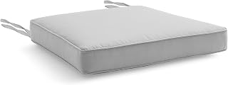 Water Resistant Chair Cushions with Ties for Indoor and Outdoor Use - Patio Furniture Seat Pads with Durable Polyester Fabric - Ideal for Dining, Lawn, Garden, Coffee Shop (44 x 50 x 5cm, Light Grey)