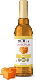 Matteo's Barista Style Sugar-Free Coffee Syrup, Caramel Syrup Flavour, Zero Calories and Sugar, Keto-Friendly Coffee Syrups, Delicious Flavoured Coffee Syrup - 25.4 oz Syrup Bottle, 1-Pack