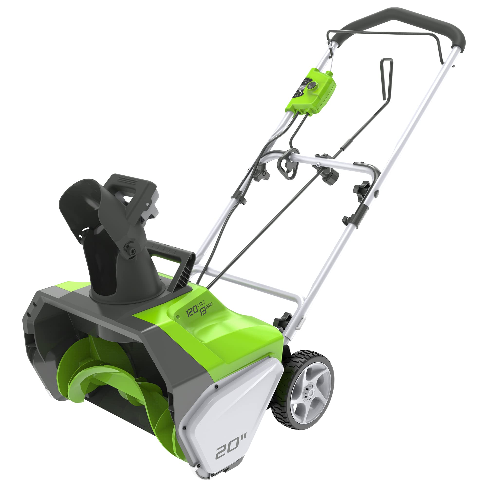 Greenworks 13 Amp 20-Inch Corded Electric Snow Blower-Walk-Behind Snow Thrower w