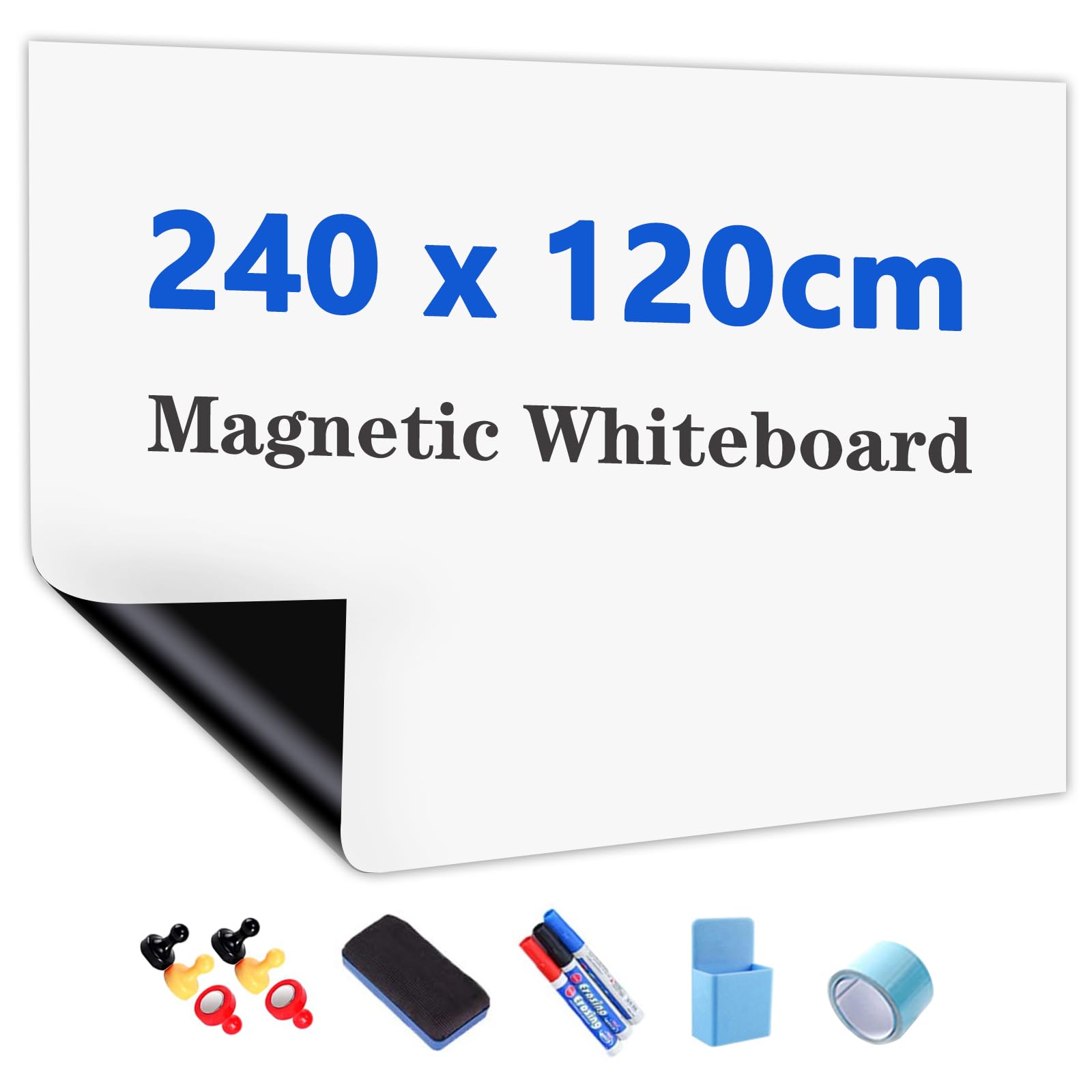 JOMUSAGA Magnetic Self Adhesive Erasable Whiteboard 240 x 120 cm