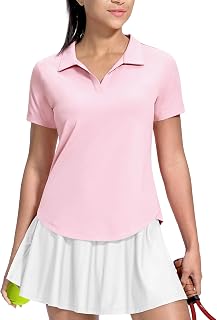 MIER Women's V-Neck Short Sleeve Golf Tennis Polo Shirt Quick Dry Soft UPF 50+ Lightweight