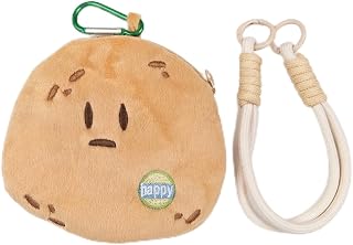 Cute Kawaii Plush Coin Purse with Wristlet Keychain and Mini Zipper Bag, Funny Food Design, Perfect for Earbuds, Lipstick, Keys and Cash