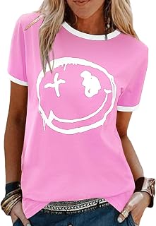 heekpek Women's T-Shirt Short Sleeve T-Shirt Cotton Top Blouse Summer Crew Neck Graphic Tee Shirt Casual Shirt