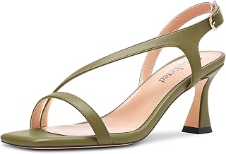 Saekcted Women's Block Chunky Mid Heel Open Toe Sandals Straps Ankle Buckle Casual Dress 6.5 CM Heels