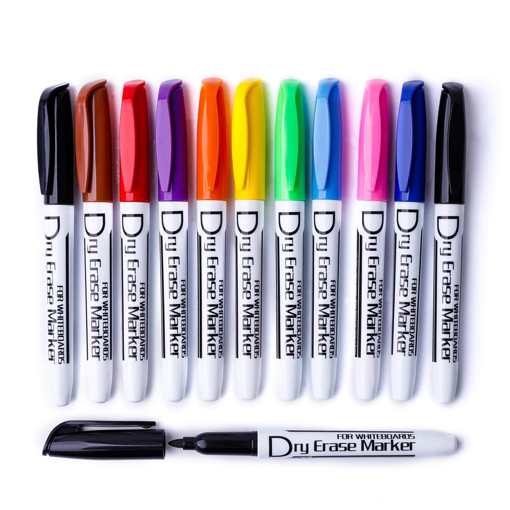 Volcanics Whiteboard Pens Fine Tip Dry Wipe Pens 12 Pack | Low Odor / White Boar