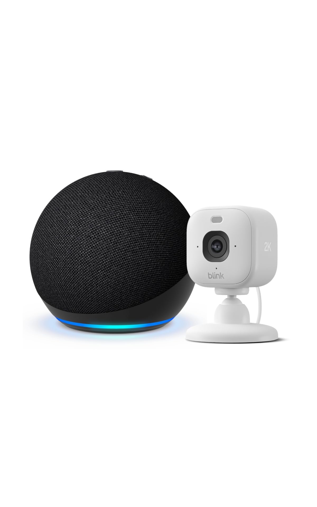 Amazon Echo Dot (Newest gen), Charcoal + Blink Mini 2K+ Indoor Camera, White - V