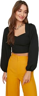 Trendyol Women's Slim Fit Bodycon Sweetheart Woven Blouse Shirt