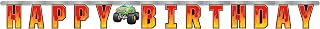 Creative Party PC340149 Monster Truck Rally Large Jointed Banner, Purple, Pink and Blue, 116" x 7"