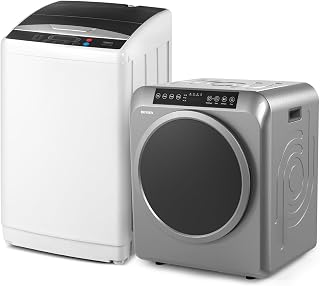 ROVSUN 3.5CuFt Portable Clothes Dryer and 25LBS Full-Automatic Washing Machine Set, Compact Laundry Washer and Dryer Combo Set with Stainless Steel Inner Tub for Apartment, Home