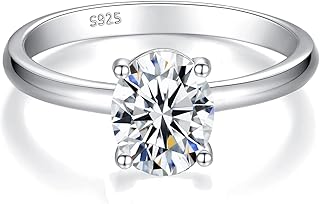 IMOLOVE Moissanite Engagement Ring for Women, 1-2CT D Color VVS1 Clarity 925 Sterling Silver Promise Wedding Ring