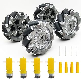 DIY Mecanum Robot Kit - 4WD Omnidirectional Wheels & Motors for Adult Age 15+ (4Pcs Wheels, 4Pcs TT Motor)