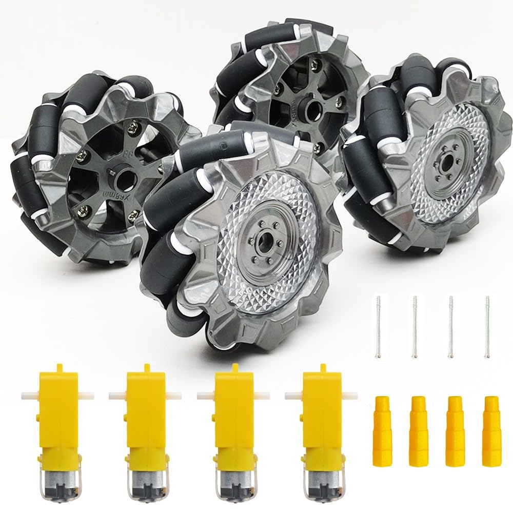DIY Mecanum Robot Kit - 4WD Omnidirectional Wheels & Motors for Adult Age 15+ (4