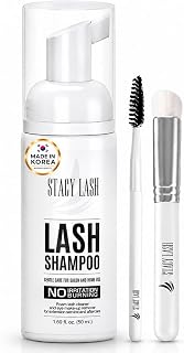 STACY LASH Eyelash Extension Shampoo + Brush / 1.69 fl.oz / 50ml / Korean Makeup Remover/Eyelid Foaming Cleanser/Wash for Extensions &amp; Natural Lashes/Supplies for Professional &amp; Home Use