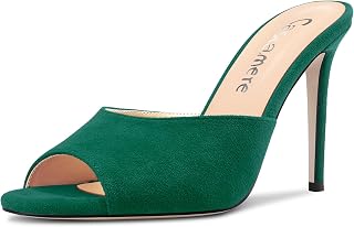 Castamere Women's High Needle Heel Open Toe Slip-on Sandals Dress Office Casual Mules Shoes 10CM Heels