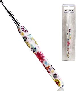 5mm Crochet Hook Size H Ergonomic Soft Grip for Arthritic Hands Yarn | Comfortable rubber grip non-slip, smooth polished aluminum, lace to chunky yarn projects, beginners seniors pros