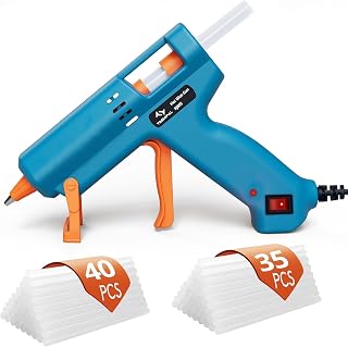Tilswall Hot Glue Gun kit, 50W Mini Melt Glue Gun with 75pcs Glue Sticks | Glue Gun with Fast Preheating, Glue Sticks (7×130mm) for Crafting, DIY, Art, Sealing, Repairs, Cards, and Glass Blue W101