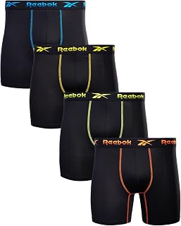 Reebok Mens Active Underwear - Sport Soft Performance Boxer Briefs (Pack of 4)