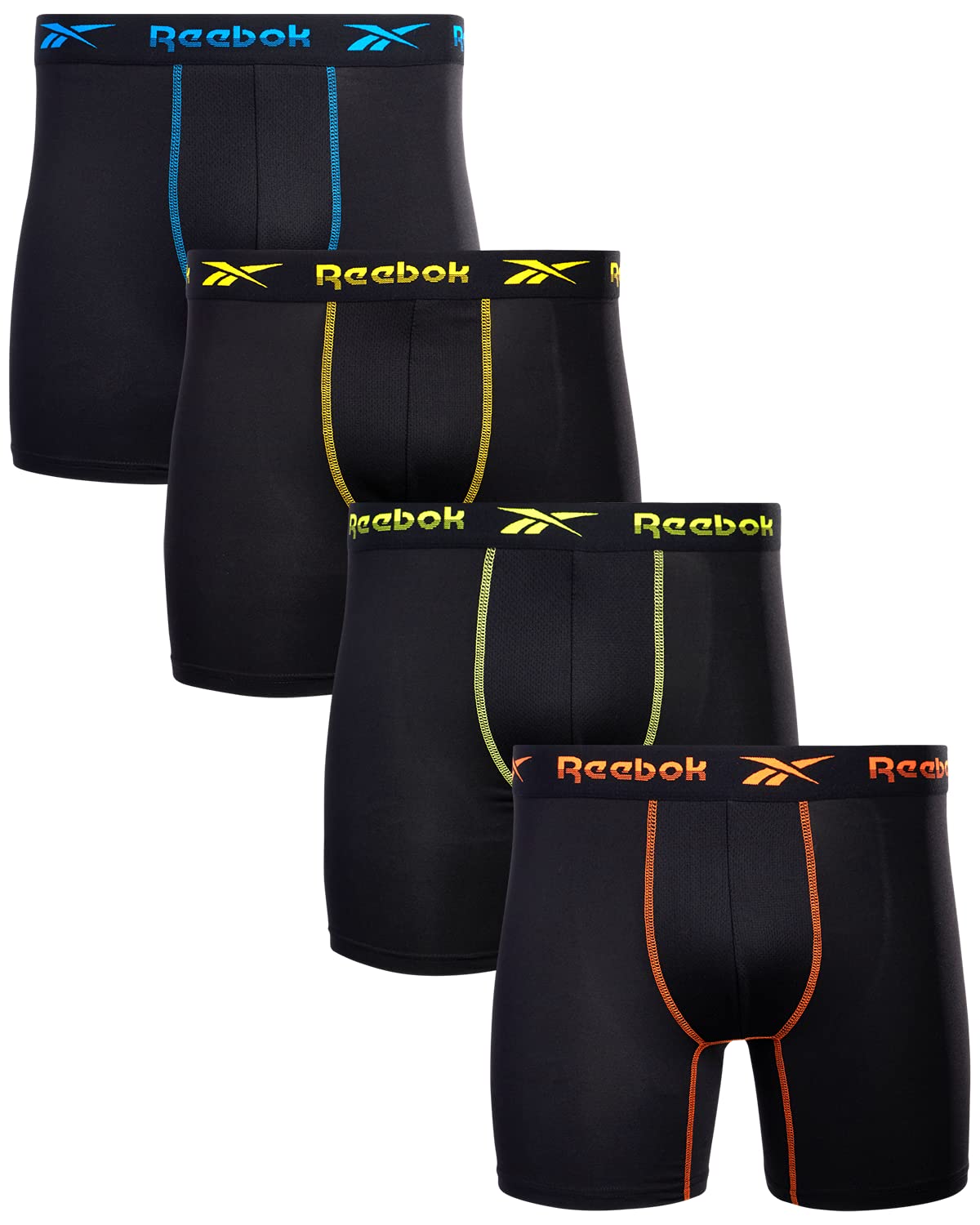 Reebok Mens Active Underwear - Sport Soft Performance Boxer Briefs (Pack of 4)