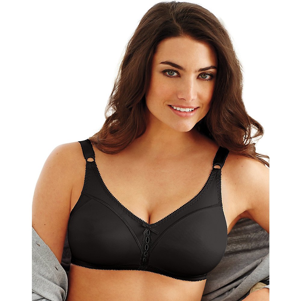 Bali Double Support Wirefree Bra, Black, 38DD