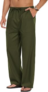 COOFANDY Mens Linen Harem Pants Drawstring Casual Elastic Waist Lightweight Pants Hippie Summer Beach Yoga Pants