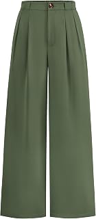 KIRUNDO Wide Leg Pants for Women 2026 Dressy High Waisted Button Trousers