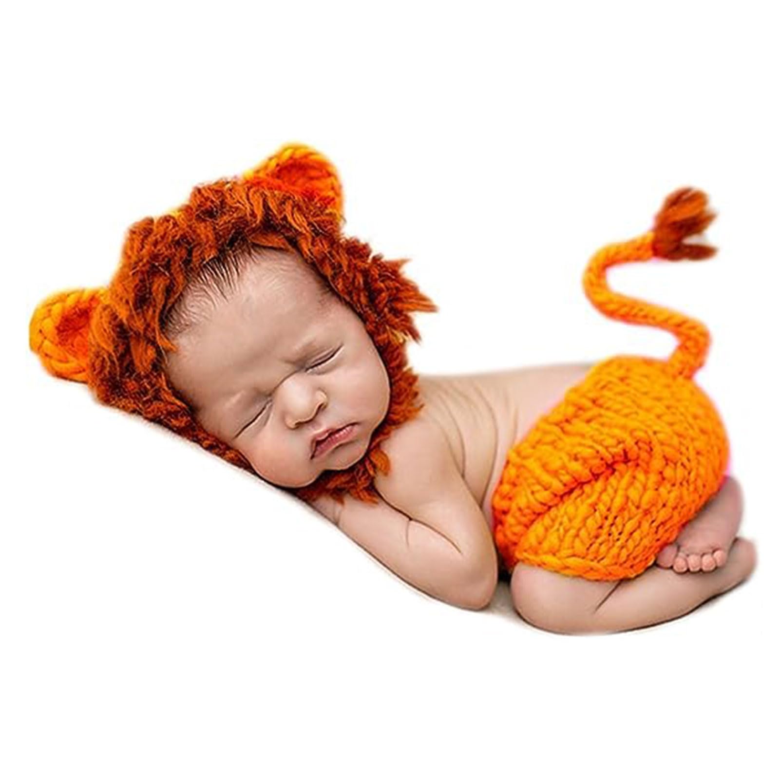 AIXIANG Newborn Lion Halloween Costume, Crochet Photo Prop Set | Hat and pants w