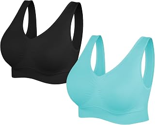 SIMIYA Comfort Sports Bras Women Plus Size Seamless Yoga Bra Removable Pads