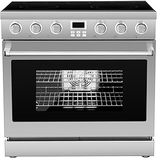 VEVOR 36in Electric Range Oven, 2.7/4.8/6 Cu. Ft. Compact Freestanding Oven | Stainless Steel Kitchen Stove, with 4/5 Burners, Easy Reach Racks, Storage Drawer(No Power Cord)