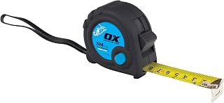 OX Trade 5m Tape Measure | Wide Blade, Duragrip Moulded Rubber Case, Shock Absorbing Retractable with Thumb Lock, End Hook Belt Clip