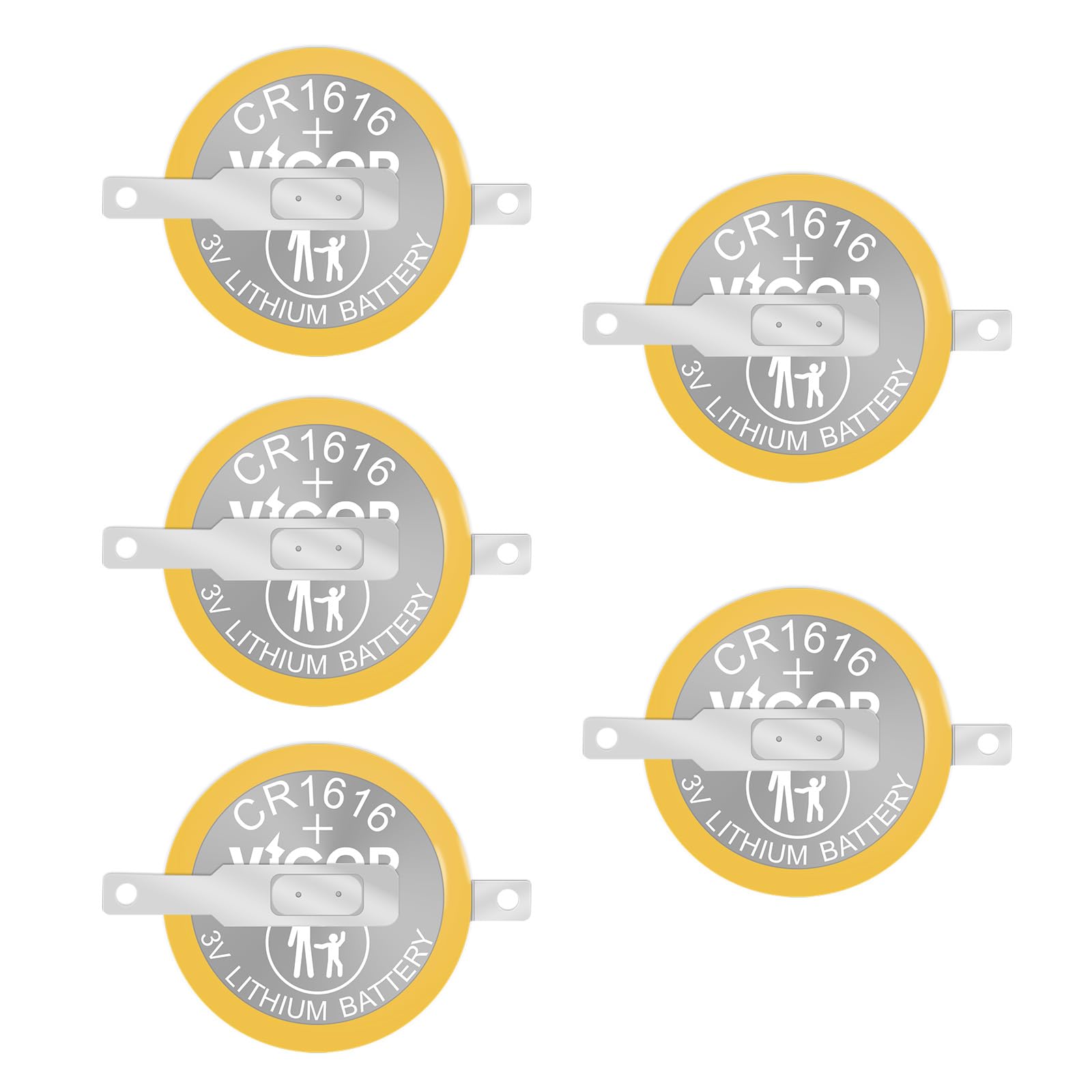ViCep 5-Pack CR1616 Tabbed Battery 3V 1616 GBA Battery with Solder Tabs | 1616 B