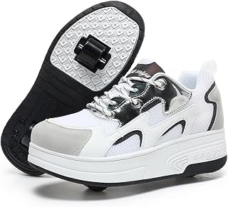 Wooowyet LED Light Up Skating Shoes for Boys Girls Fashion Roller Shoes with Wheels USB Rechargeable Hook and Loop