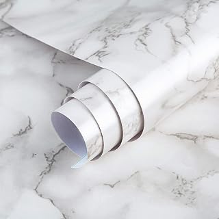 TOTIO Marble Sheet, Floor, Remake Sheet, Marble Sticker, Cutting Sheet, Stone Pattern, White, Peelable Wallpaper Sticker, Stylish, 15.7 in x 16.4 ft (40 cm x 5 m), Self-Adhesive, Waterproof, Mold