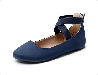 DREAM PAIRS Women's Sole_Stretchy White/PU Elastic Ankle Straps Ballet Flats Shoes Size