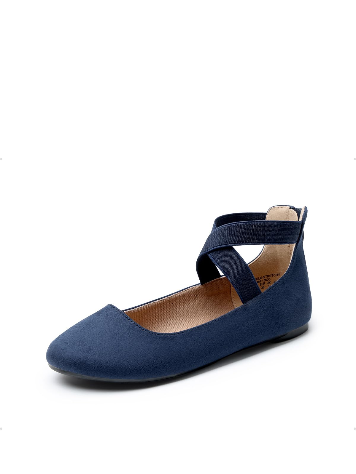 DREAM PAIRS Women's Sole_Stretchy White/PU Elastic Ankle Straps Ballet Flats Sho