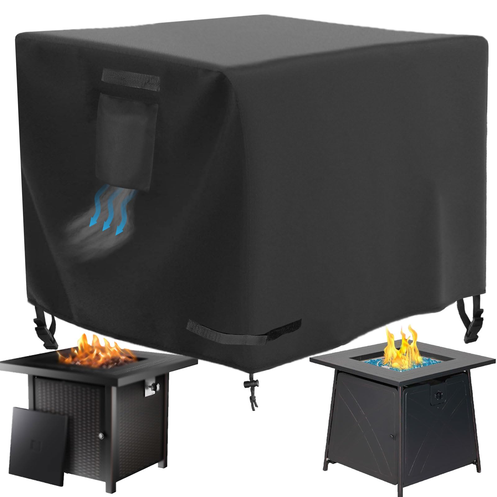 Square Fire Pit Table Cover 30 x 30 x 25 inch, Waterproof, Heavy Duty | 600D Oxf