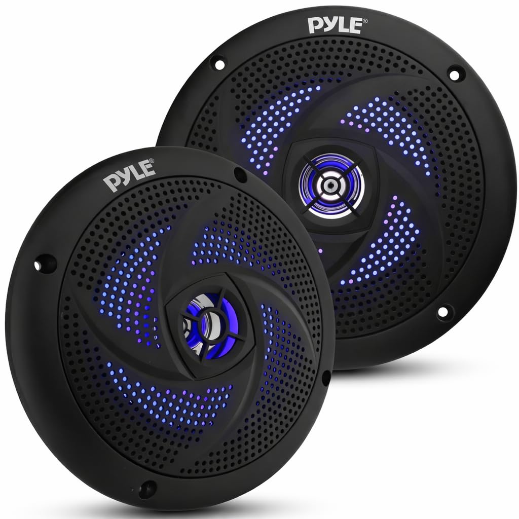 Pyle Marine Waterproof Speakers 6.5” - Low Profile Slim Style Wakeboard Tower an