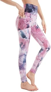 Devirld Womens Leggings with Pockets Tummy Control, High Waisted Yoga Pants Gym Workout Legging for Women