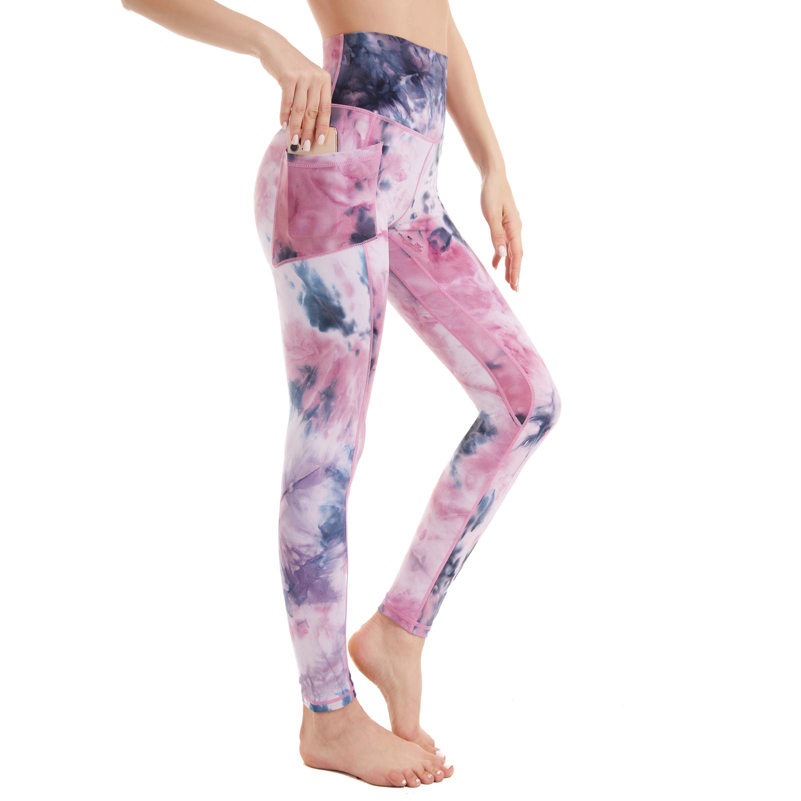 Devirld Womens Leggings with Pockets Tummy Control, High Waisted Yoga Pants Gym 