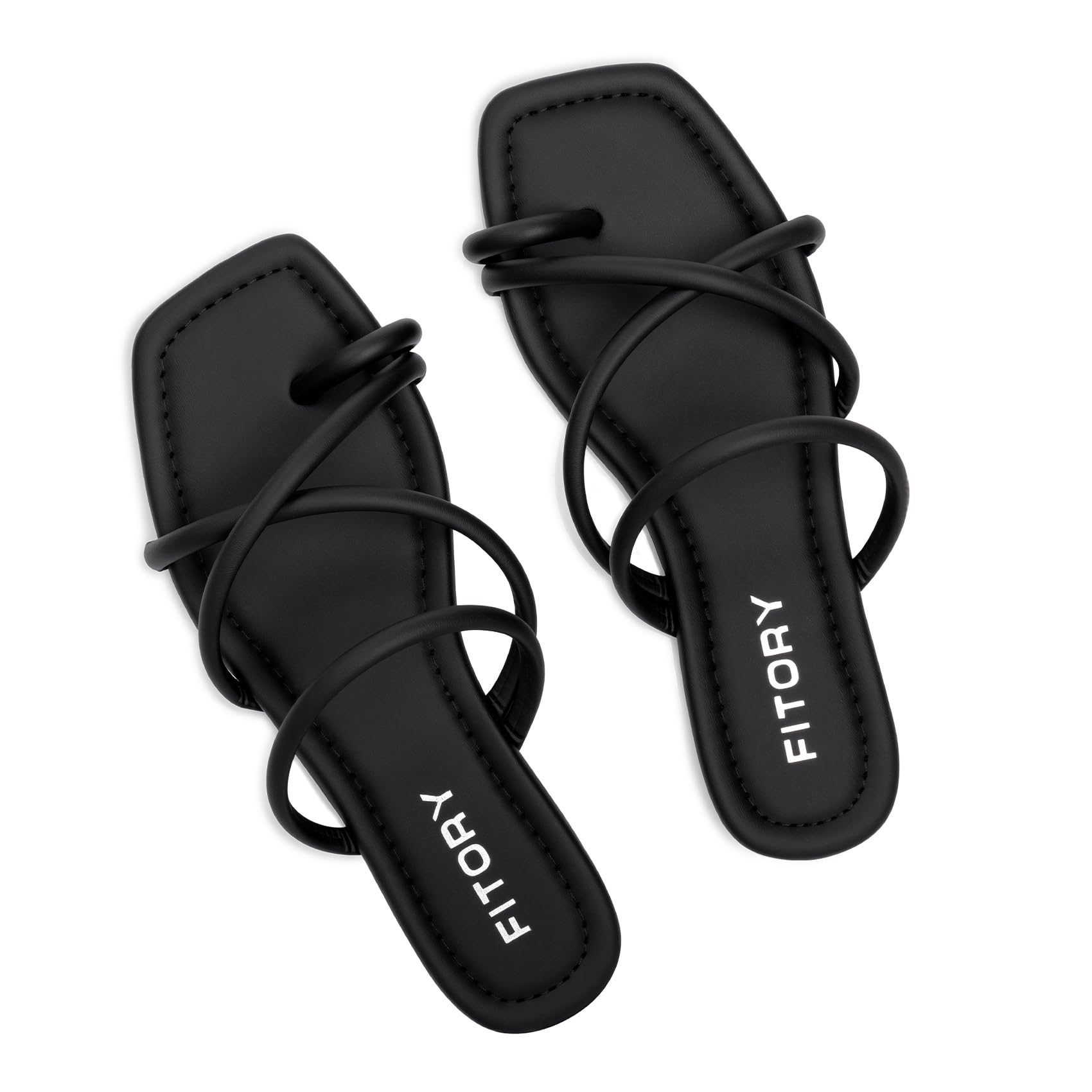 FITORY Women's Slide Sandals Toe Ring Thongs Cross Strappy Flat