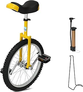 MYOYAY 20 Inch Unicycle, Unicycle for Adults, Mountain Unicycle Height Adjustable, Unicycle with Stand, Anti-Skid Pedal, Indoor Outdoor Sports Fitness Balance Training Fun Exercise Bicycle