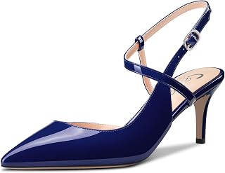 Castamere Women's Medium Pointed Toe Kittens Heel Ankle Strap Pumps Slingback Dress Sandals Buckle Office Shoes 6.5 cm Heels