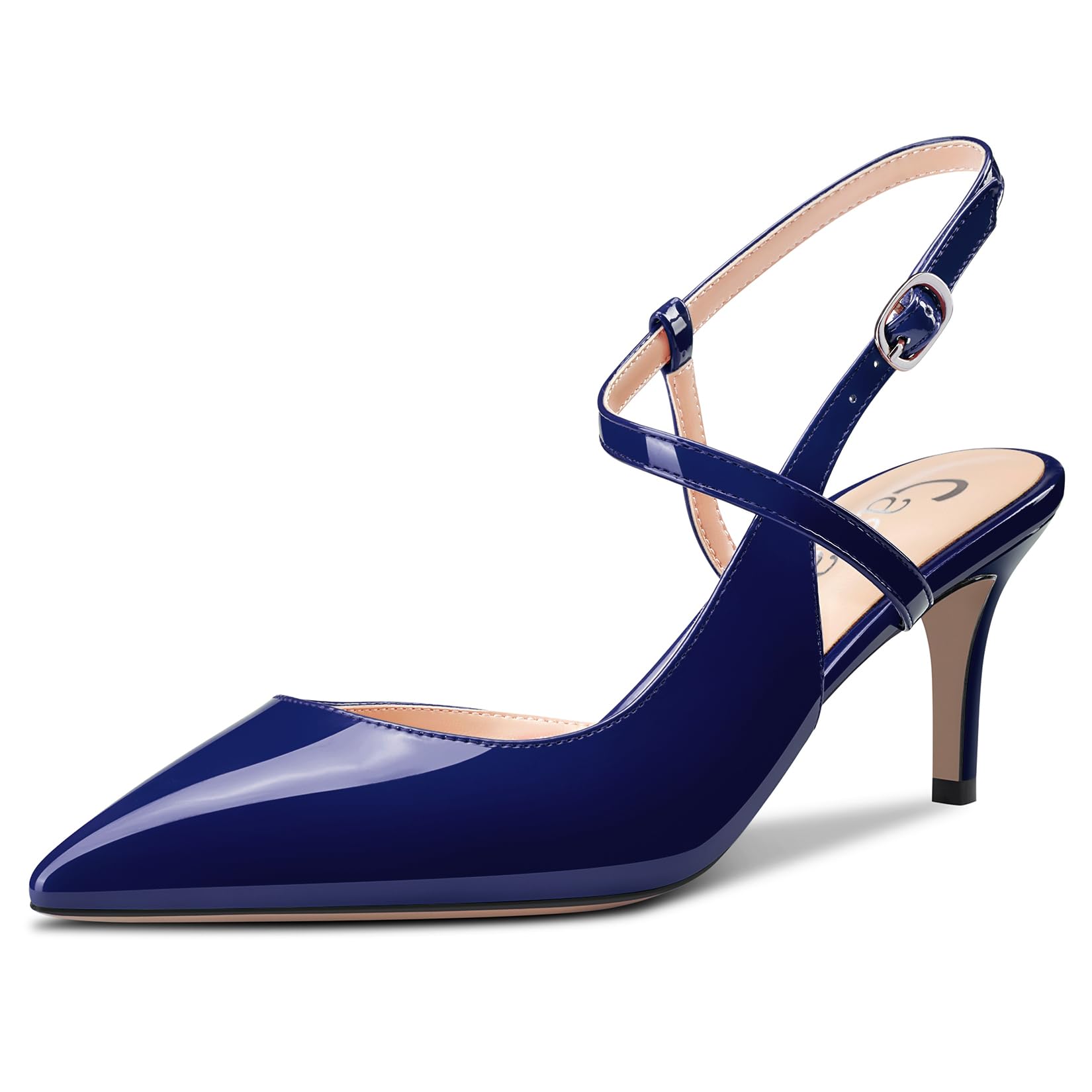 Castamere Women's Medium Pointed Toe Kittens Heel Ankle Strap Pumps Slingback Dr