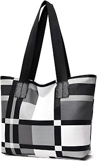 Designer Purses and Handbags for Women, Color Combination, Plaid Pattern, Large Top Handle Shoulder Bag