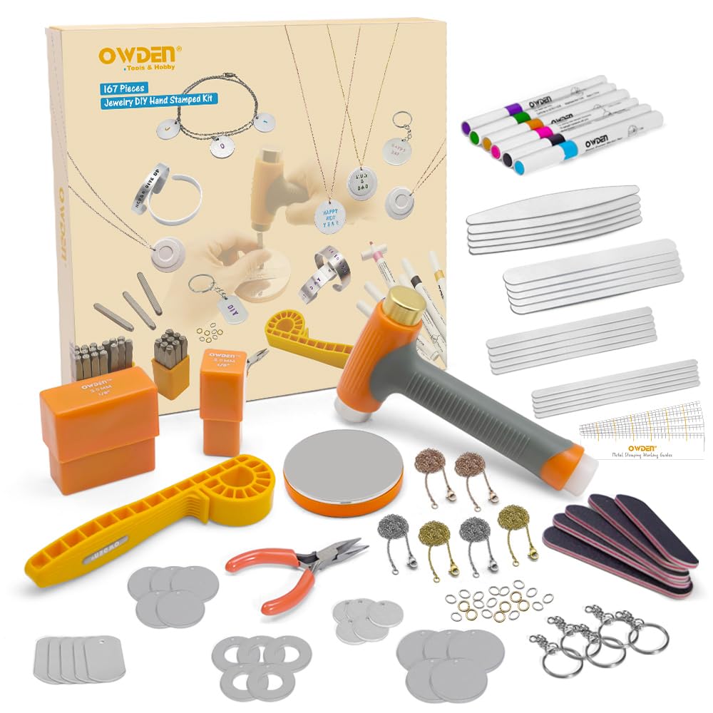 OWDEN 167 Pcs D.I.Y. Hand Stamped Kit，Metal Stamping kit. | DIY Personalized Sta