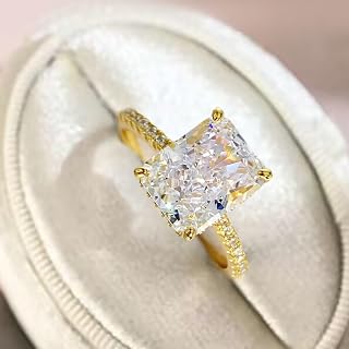 1pc 925 Silver 4CT High Sparkling White Engagement Zircon Wedding Band for Women Material Silver Gold Ring Promise Eternity Women's Jewelry for Dating Party Fashion Trends