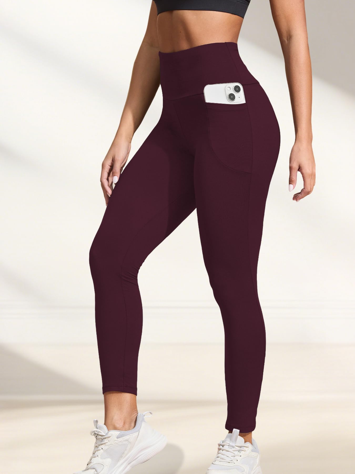 Silky Soft Leggings with Pockets High Waist Tummy Control Yoga Pants for Women