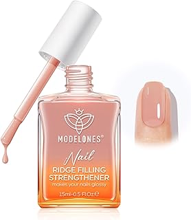 Modelones 15ml 8-in-1 Nail Ridge Filler Strengthener Base Coat Nail Polish Repair for Thin and Damaged Nails, Jelly Nude