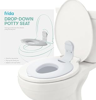 Frida Baby Drop Down Potty Training Seat for Toddlers & Kids, Easy to Clean | Attaches Securely to Adult Toilet, Flips Up or Down for Kid Ready Access, Stable & Easy to Clean